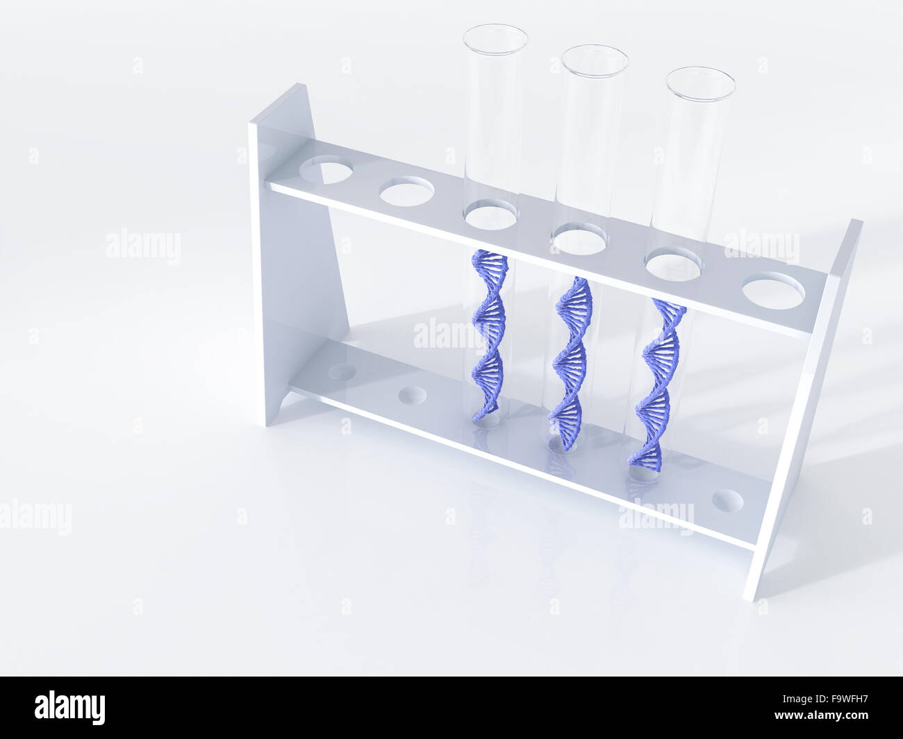 DNA in test tube rack, illustration Stock Photo