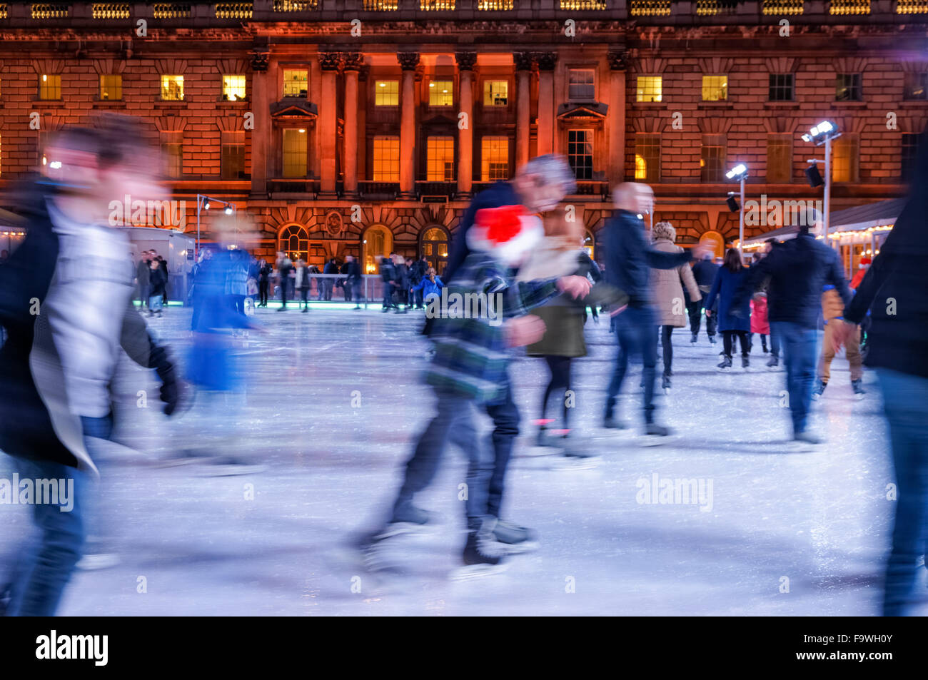 People ice skating at Somerset House Ice Rink, London England United ...