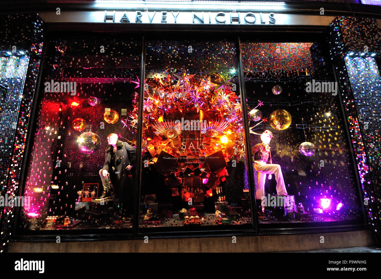 Shop window decorated for Christmas in Knightsbridge,London Stock Photo