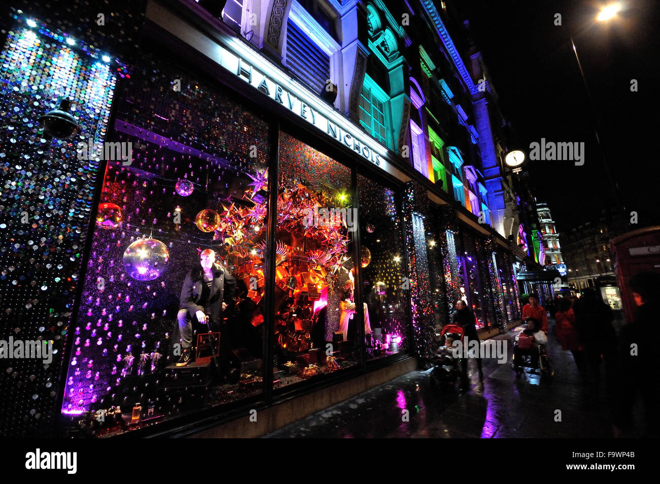 Shop window decorated for Christmas in Knightsbridge,London Stock Photo