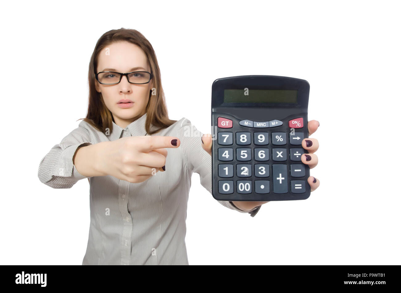 Woman in business concept isolated on white Stock Photo - Alamy