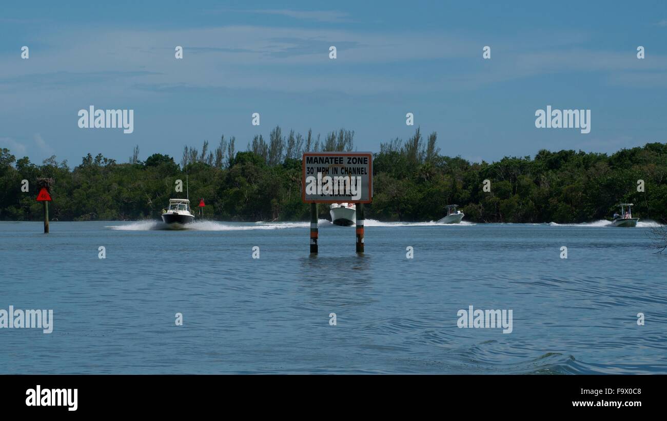 Speed zone for manatees Naples, Florida Stock Photo - Alamy