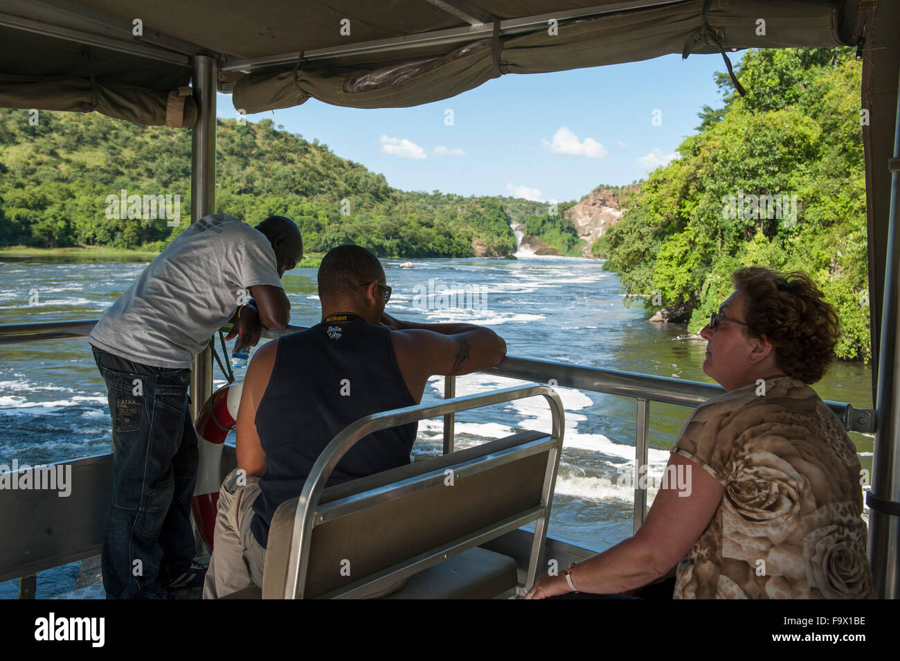 Boat trip on the Victoria Nile, Murchison Falls National Park, Uganda Stock Photo