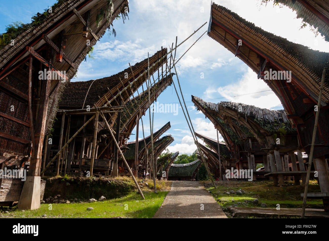 Native and Traditional Houses of Tana Toraja in Sulawesi Stock Photo
