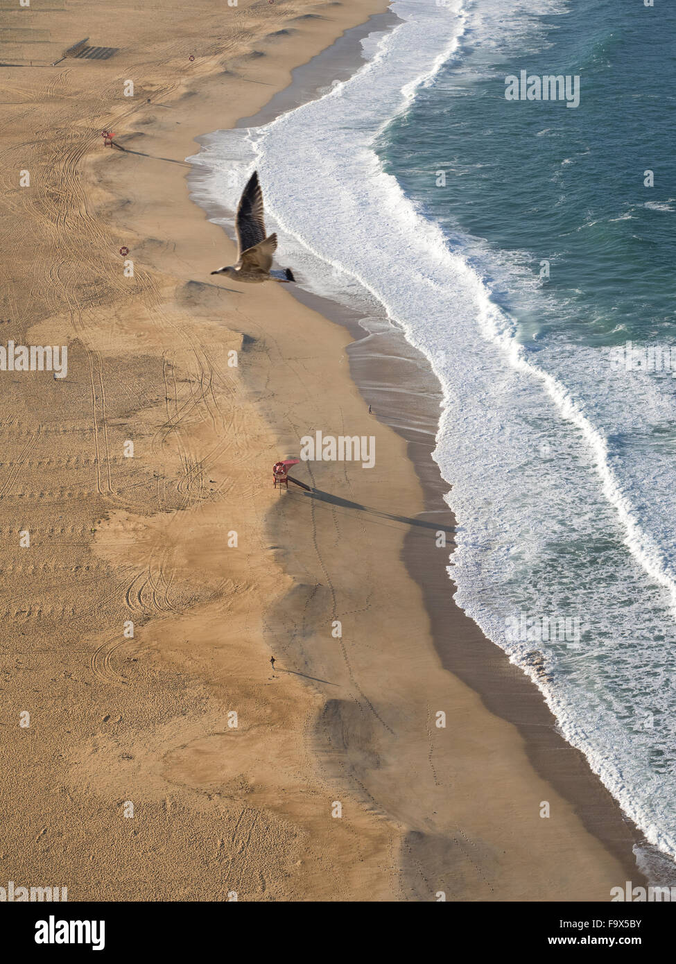 Portugal, Nazare, view to the beach from above Stock Photo