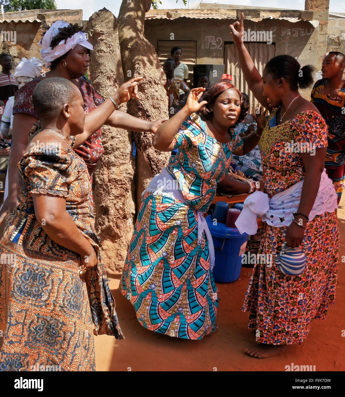 Ewe people participating in a Tron vodun (voodoo) ceremony, Lome, Togo Stock Photo