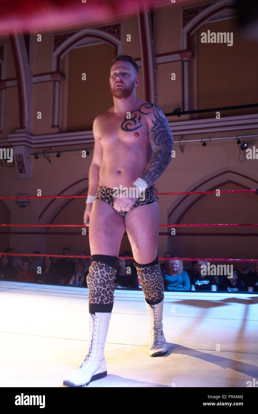 Ultimate Pro Wrestling, UK, GB, English wrestling  from the Corn Exchange in Dorchester. Indoor. Stock Photo