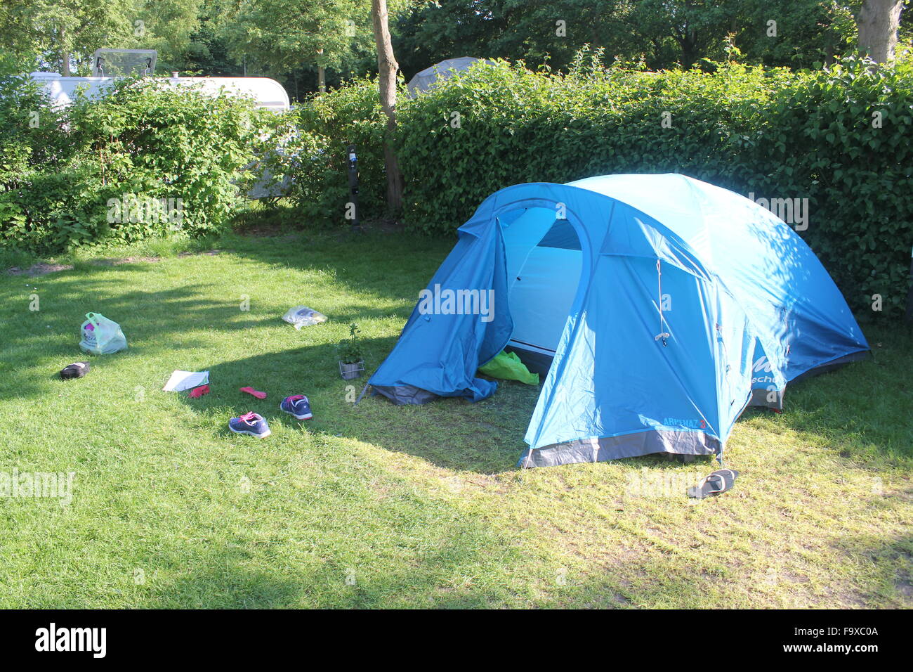 Blue Camping Tent Stock Photo Alamy