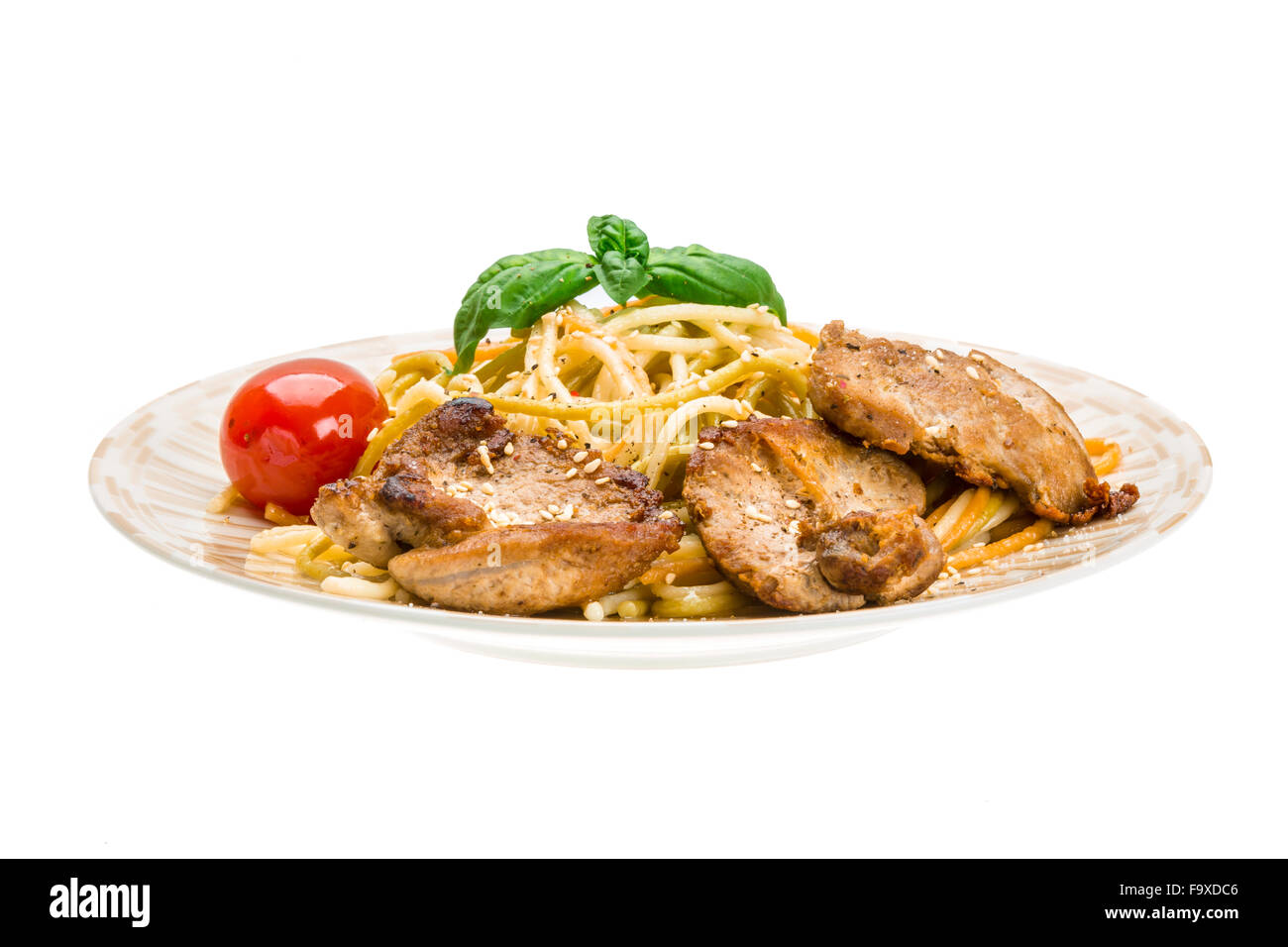 Pork with spaghetti Stock Photo Alamy