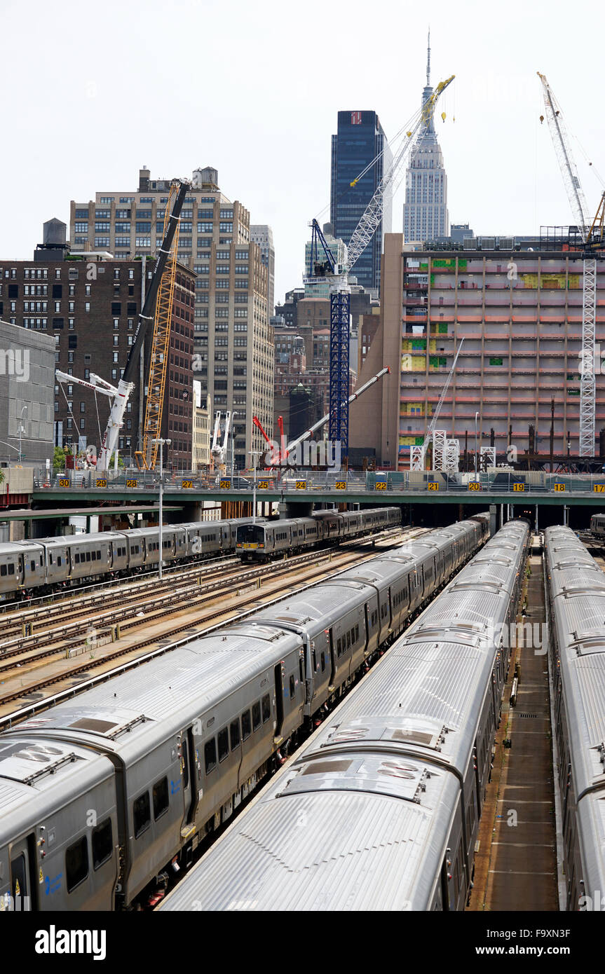 Trains in West Side Rail Yard from High Line Park.New York City.USA Stock Photo Alamy