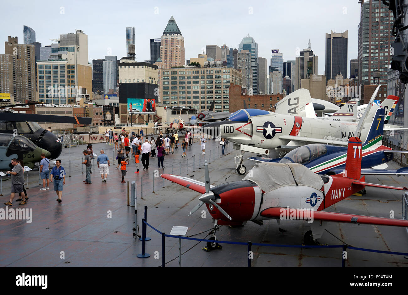 The flight deck of USS Intrepid aircraft carrier.Intrepid Sea, Air & Space Museum. Manhattan, New York City, USA Stock Photo