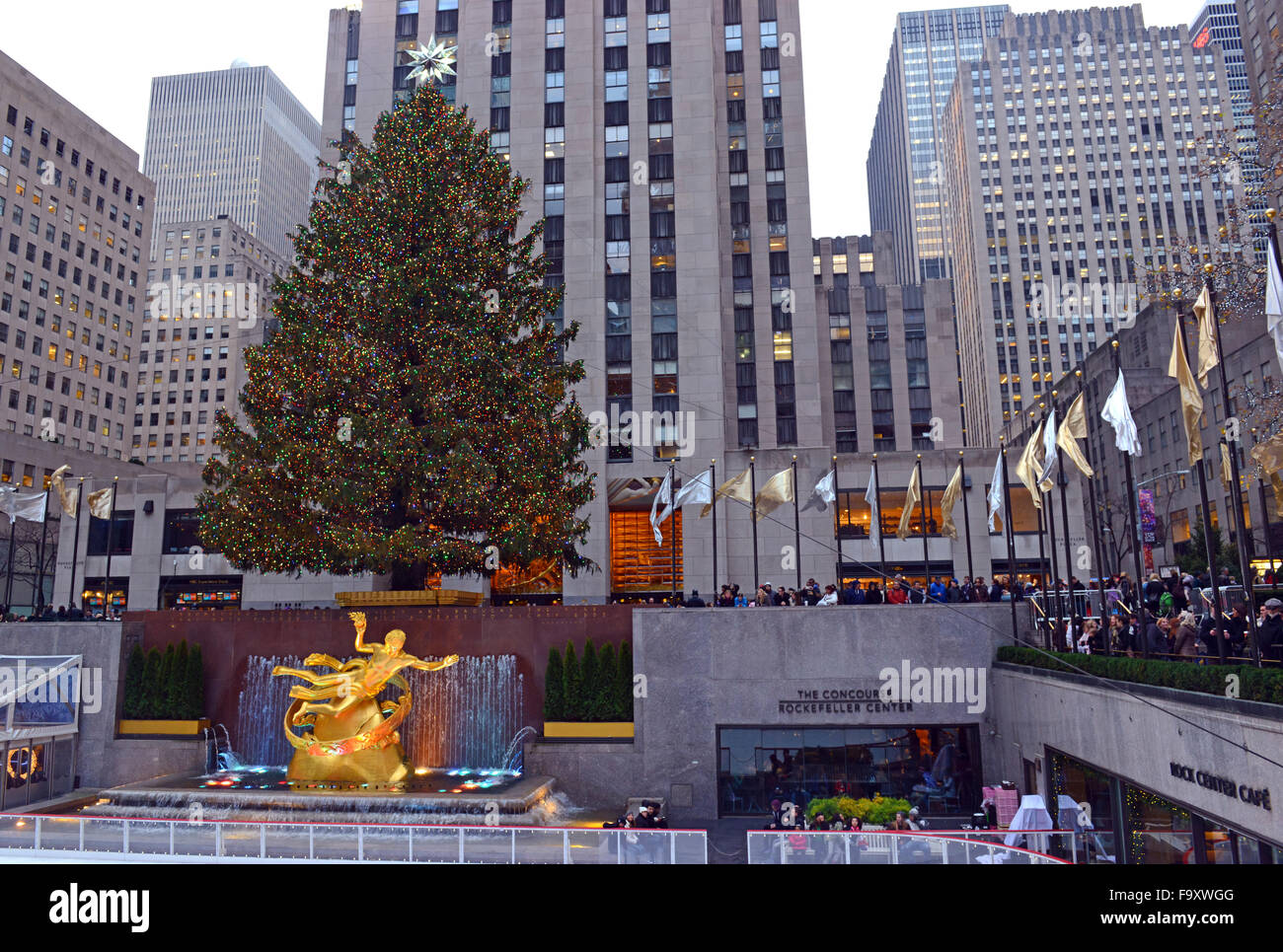 The Christmas Tree Rockefeller Center, Manhattan, New York City Stock