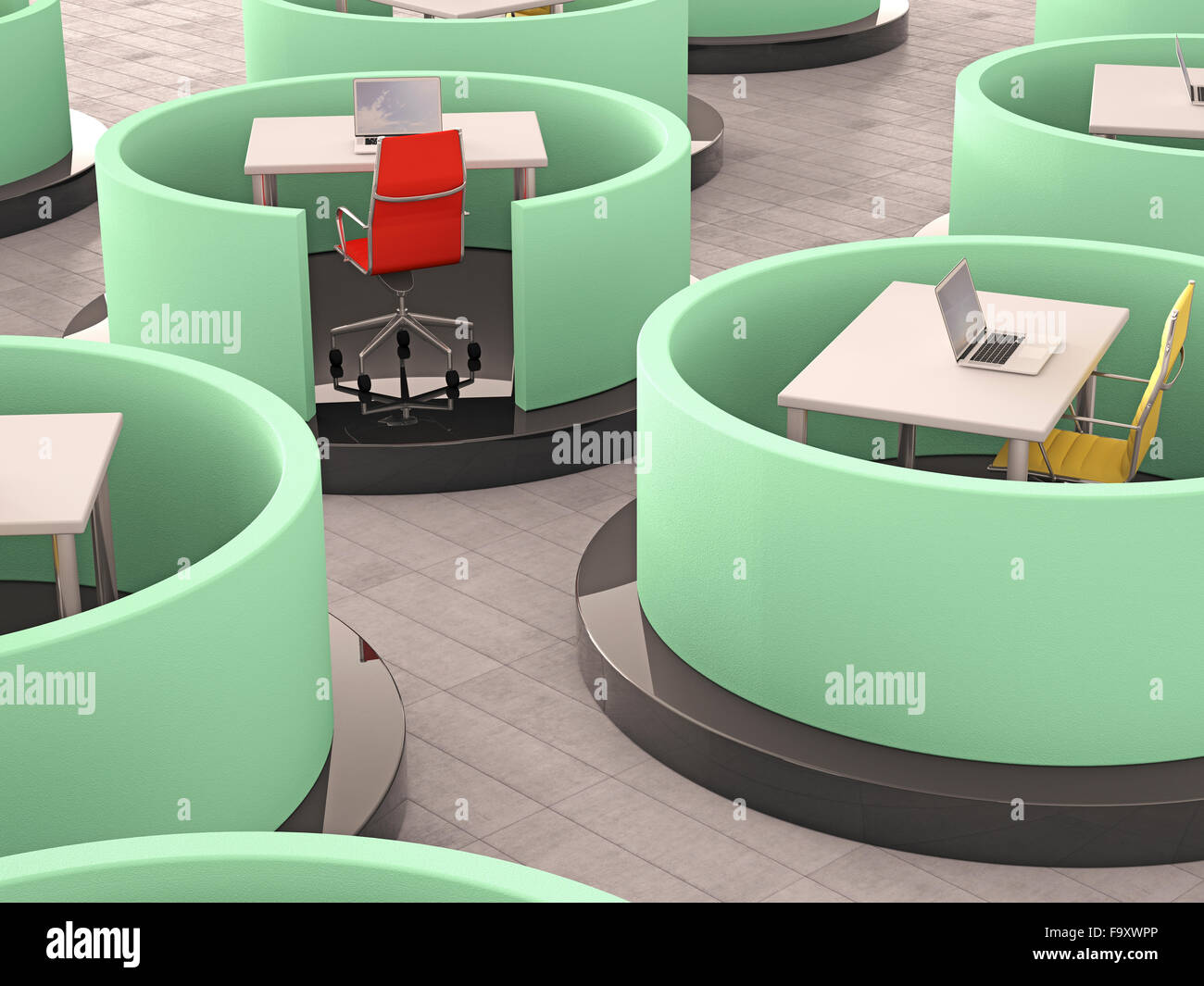 Modern office cubicles, 3d rendering Stock Photo Alamy