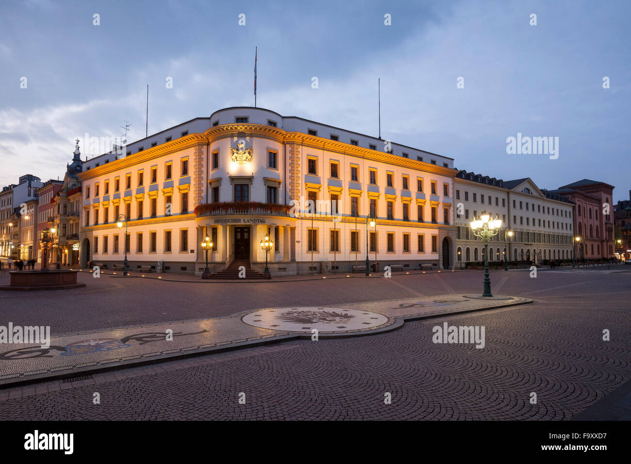 Germany, Hesse, Wiesbaden, Landtag of Hesse, former city palace, in the evening Stock Photo