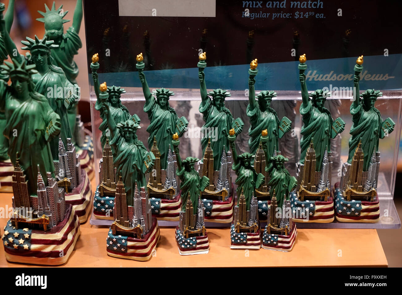 Mini statue of liberty copies for sale as souvenir shop in New York