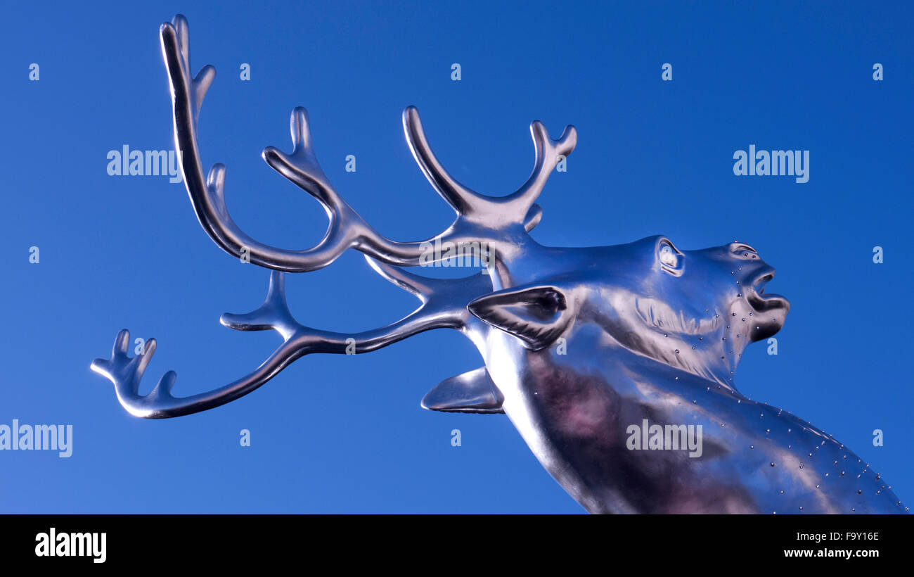 Covent Garden Christmas  giant stag decorations. Stock Photo