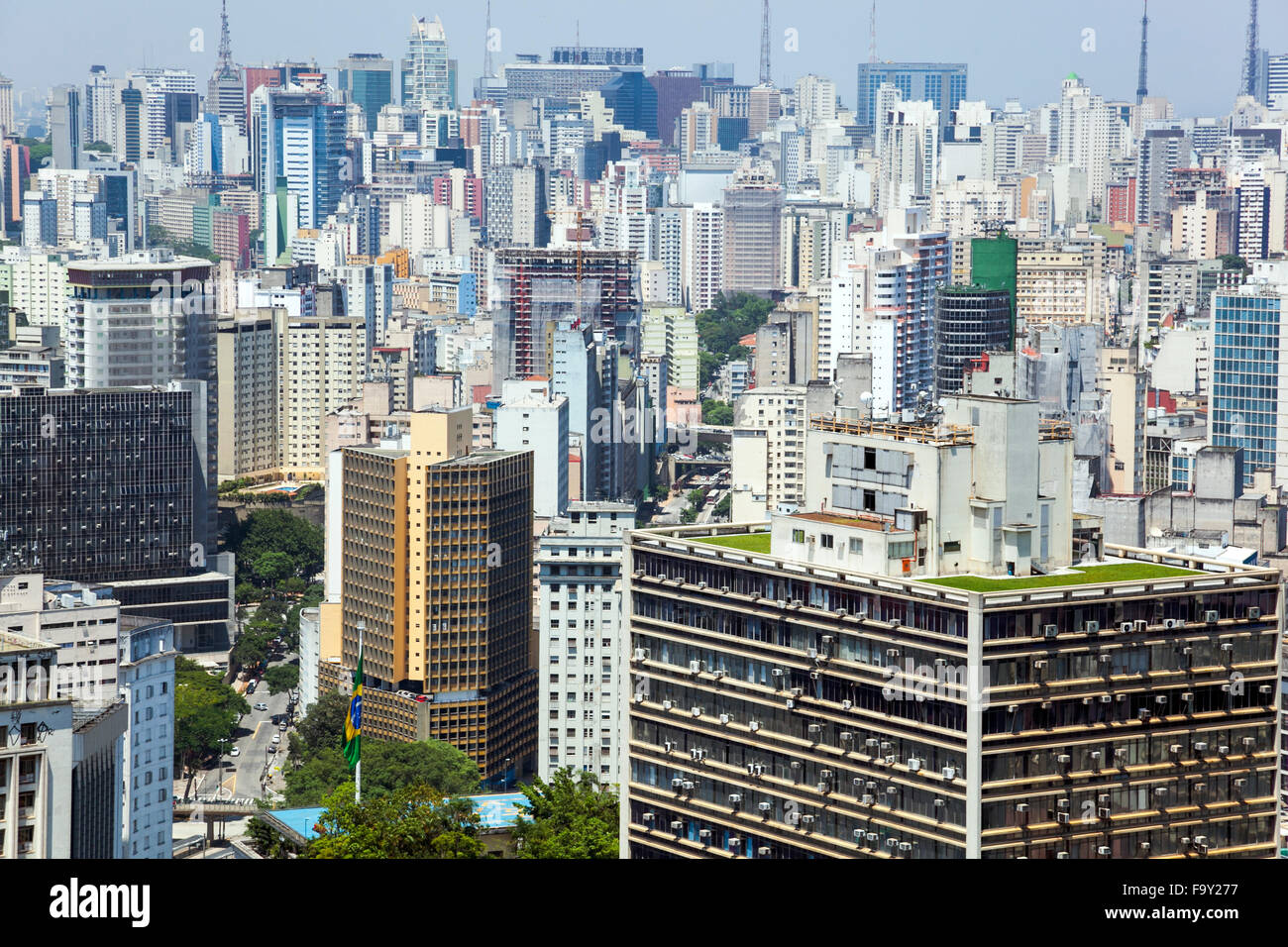 Brazil, Sao Paulo 2013 - Sao Paulo skyline, view form rooftop restaurant and observation deck Edificio Italia (Italy Building) Stock Photo