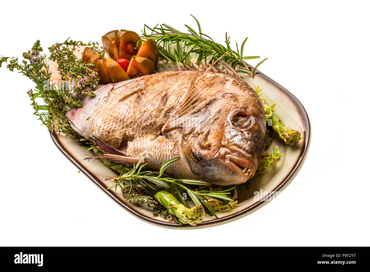 Grilled sea perch Stock Photo