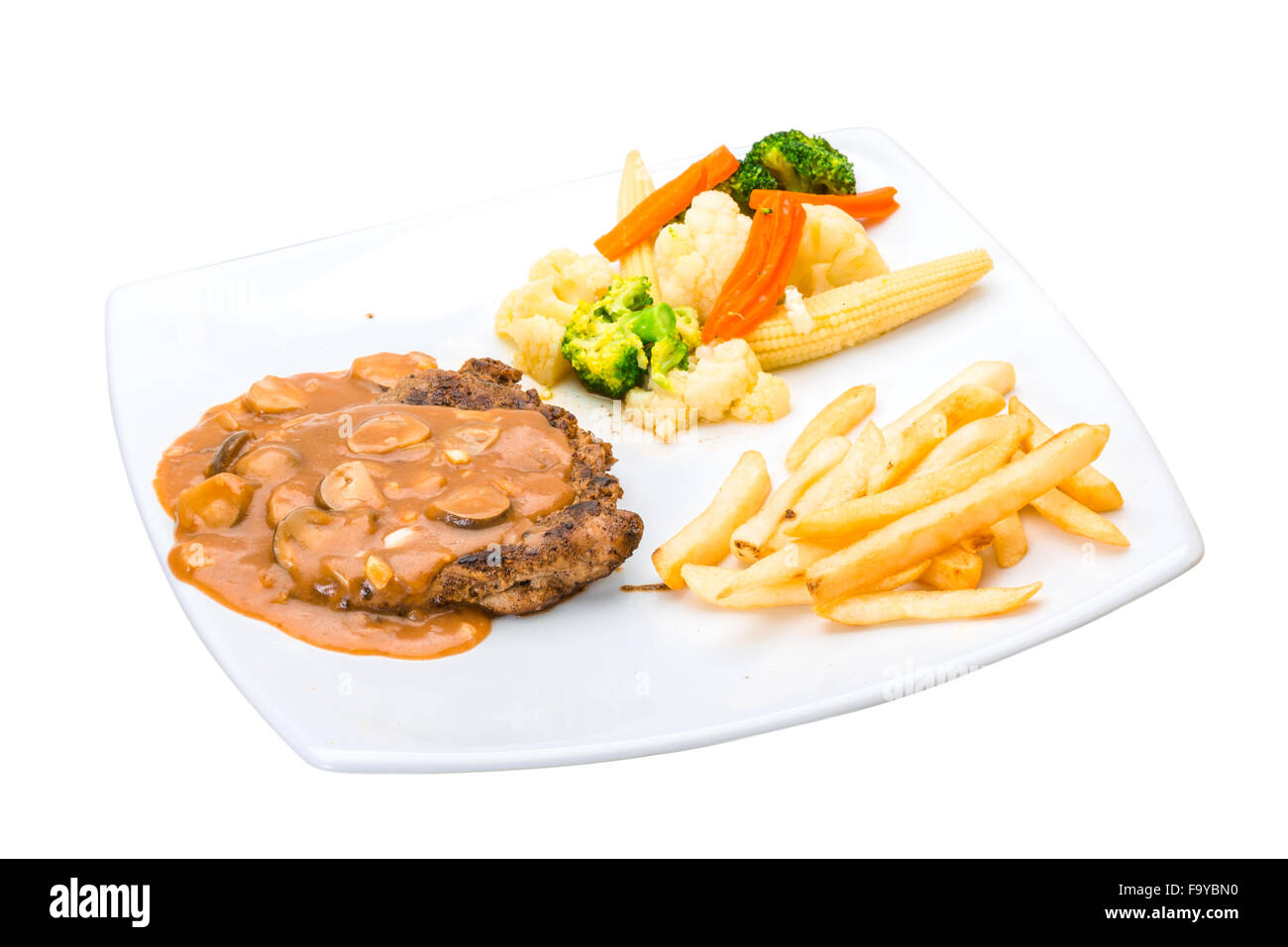 Beef steak with mushroom sauce Stock Photo - Alamy