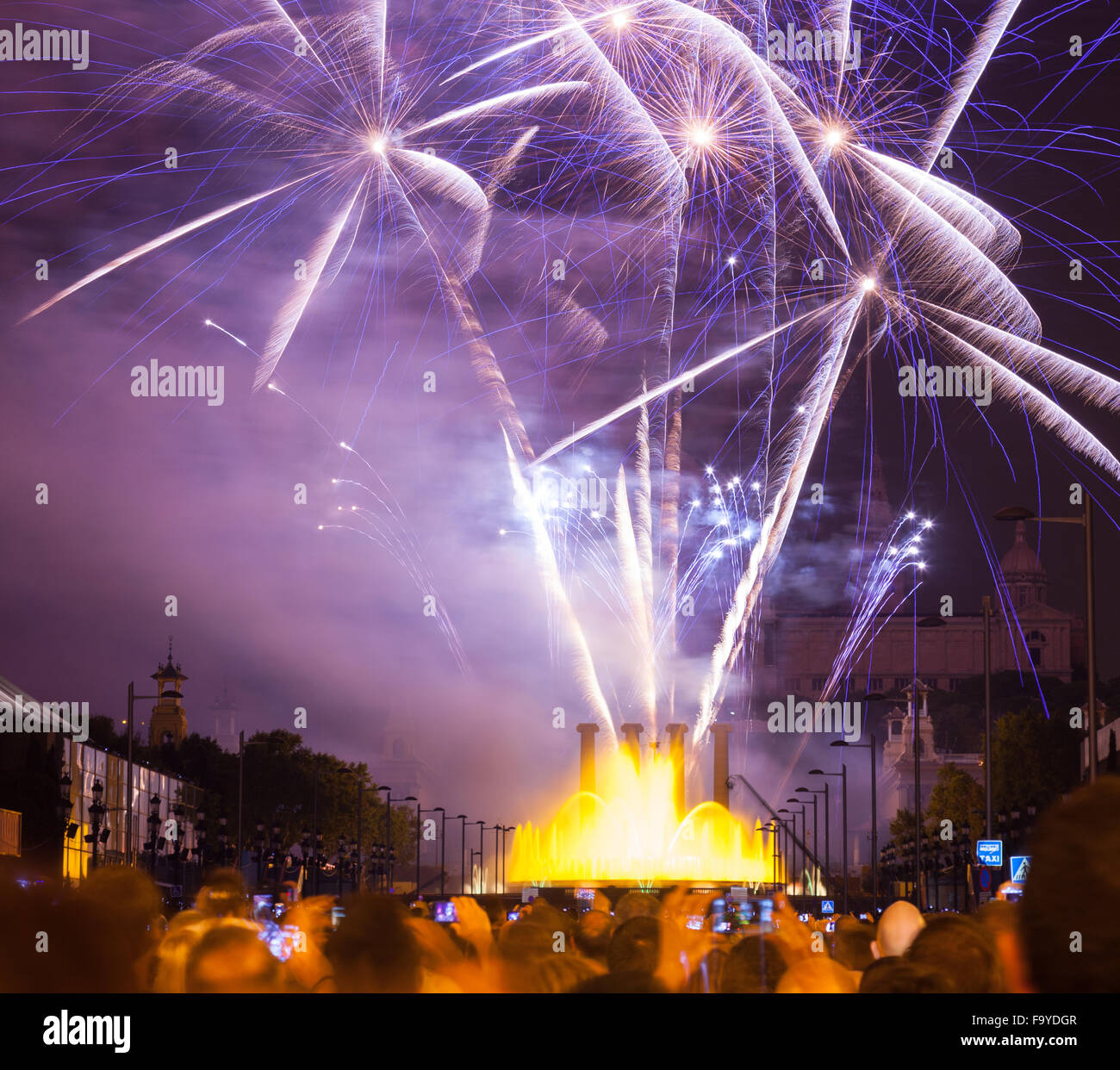 Firework show in La Merce Festival at Barcelona. Spain Stock Photo