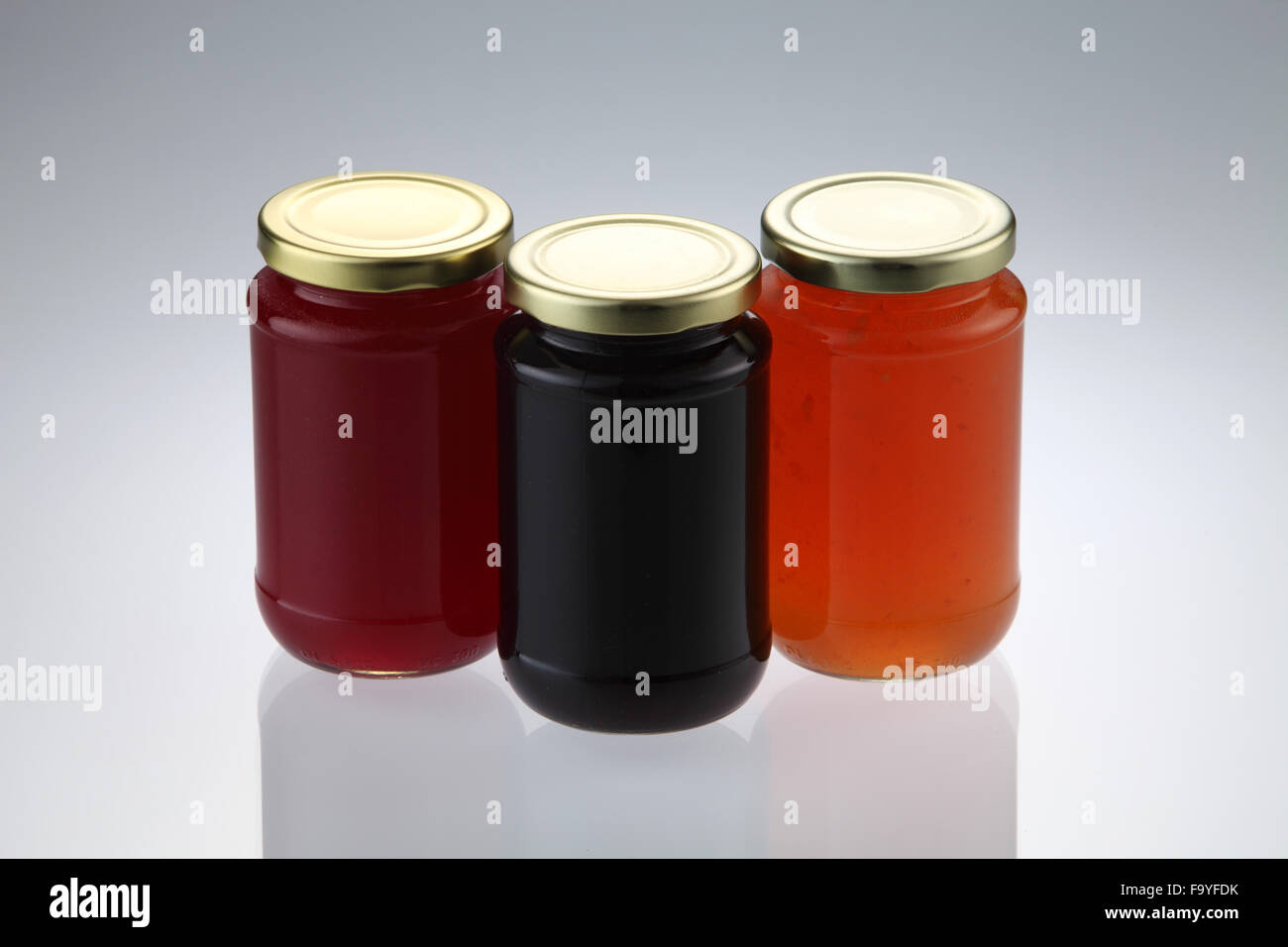 group shot of the fruit jam canned Stock Photo Alamy