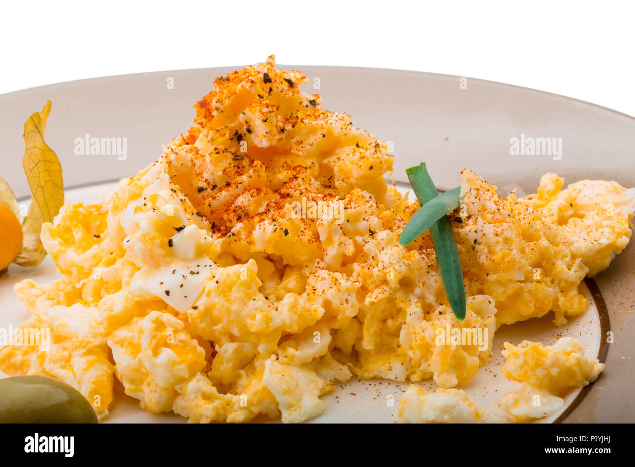 Scrambled eggs with olives Stock Photo Alamy