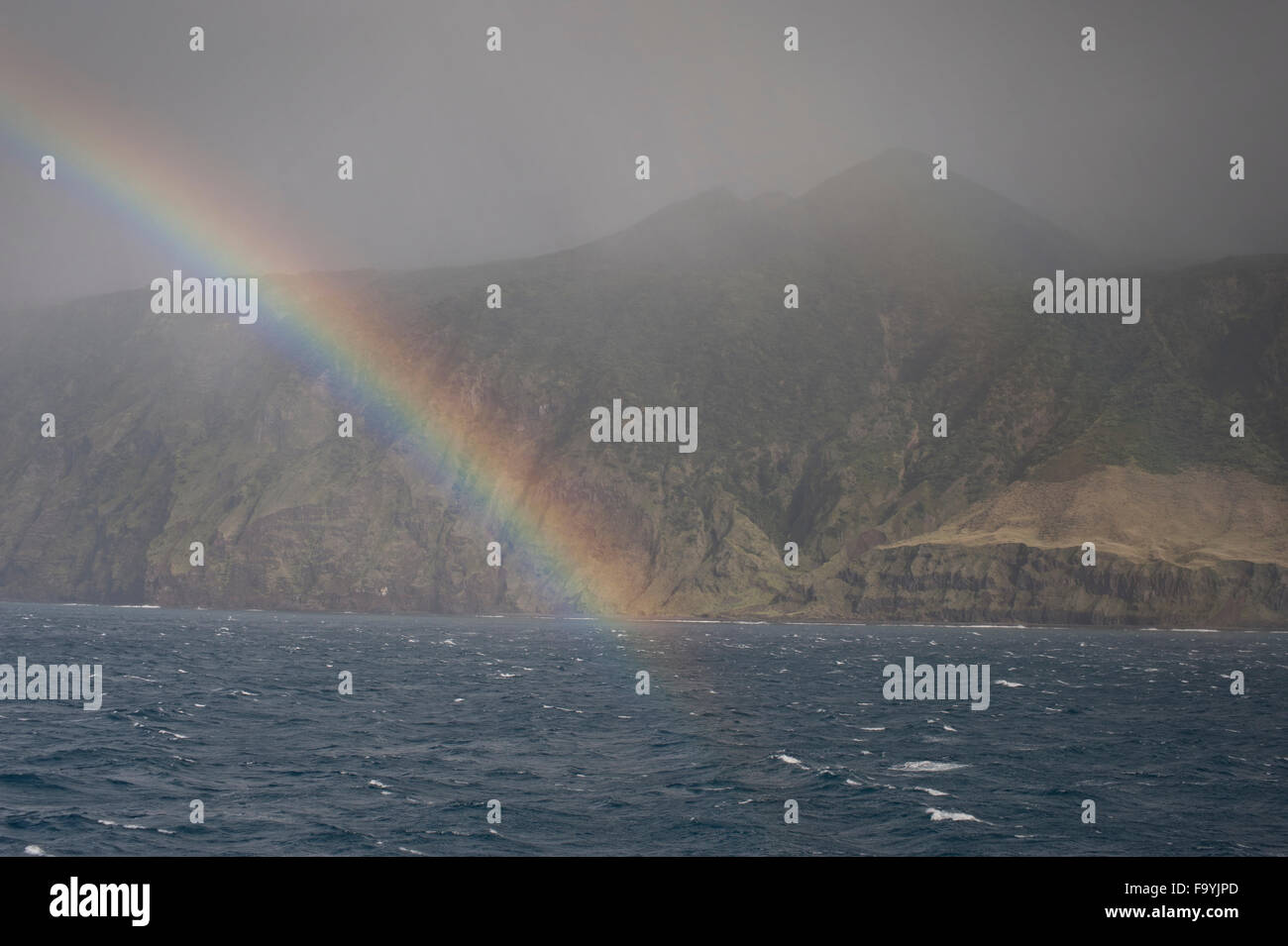 Double Rainbow at Island of Saint Helena, South Atlantic Ocean Stock Photo