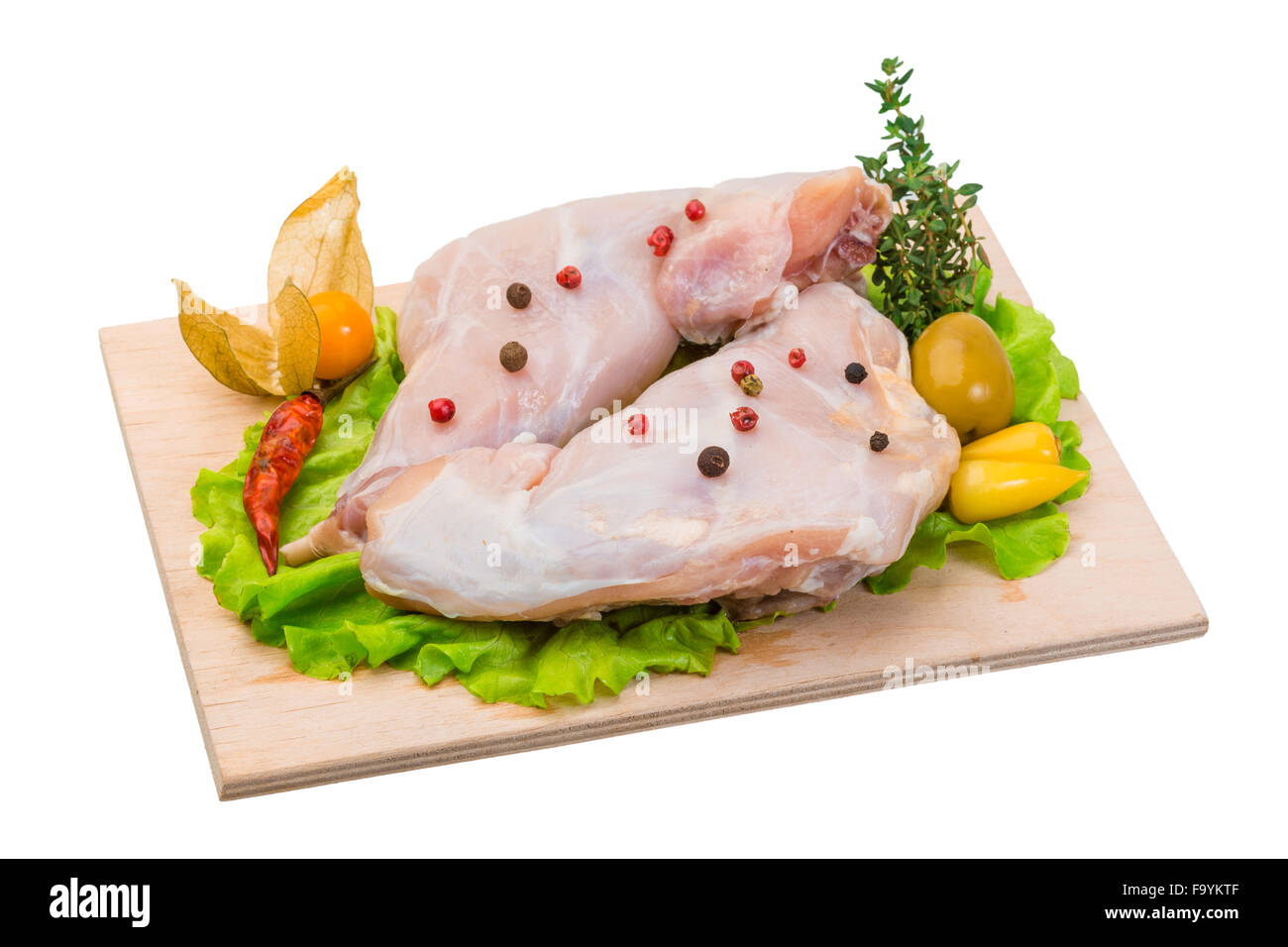 Raw Rabbit Cut Raw rabbit meat with herbs and spices Stock Photo - Alamy