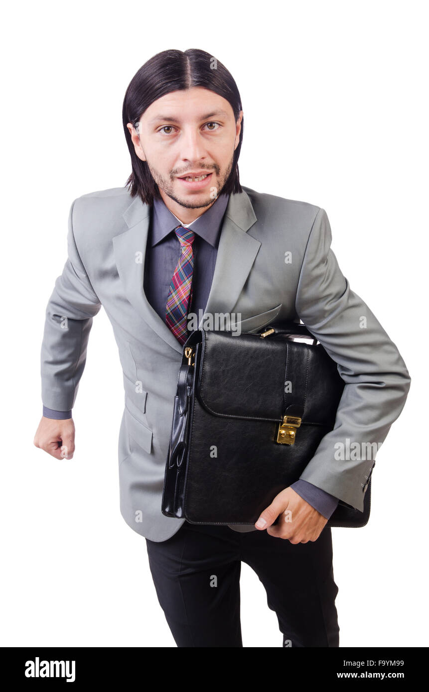Young businessman in gray suit isolated on white Stock Photo - Alamy