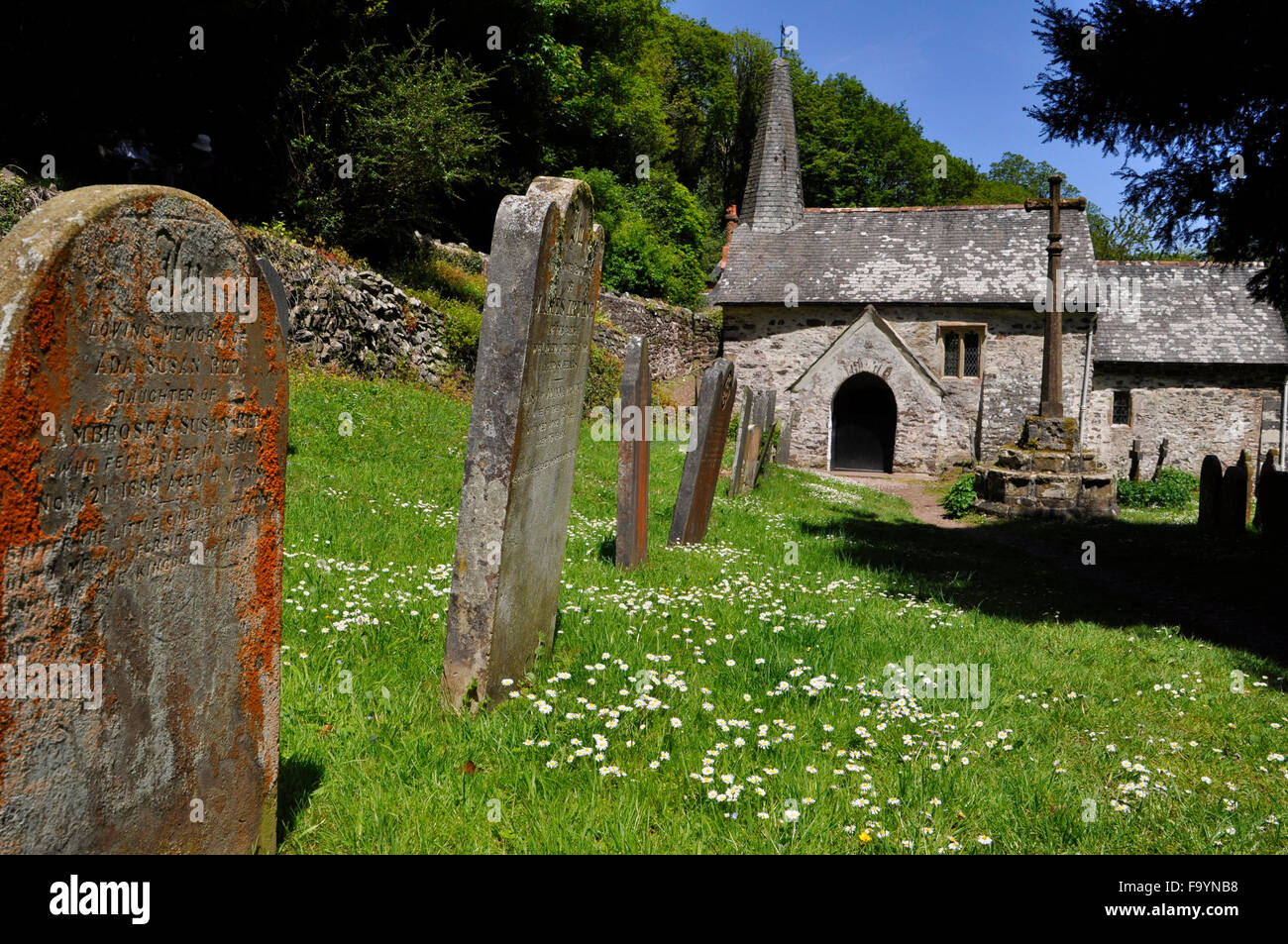Culbone church,near Porlock in Somerset,claims to be the smallest in England , in an isolated valley close to the coast. Stock Photo