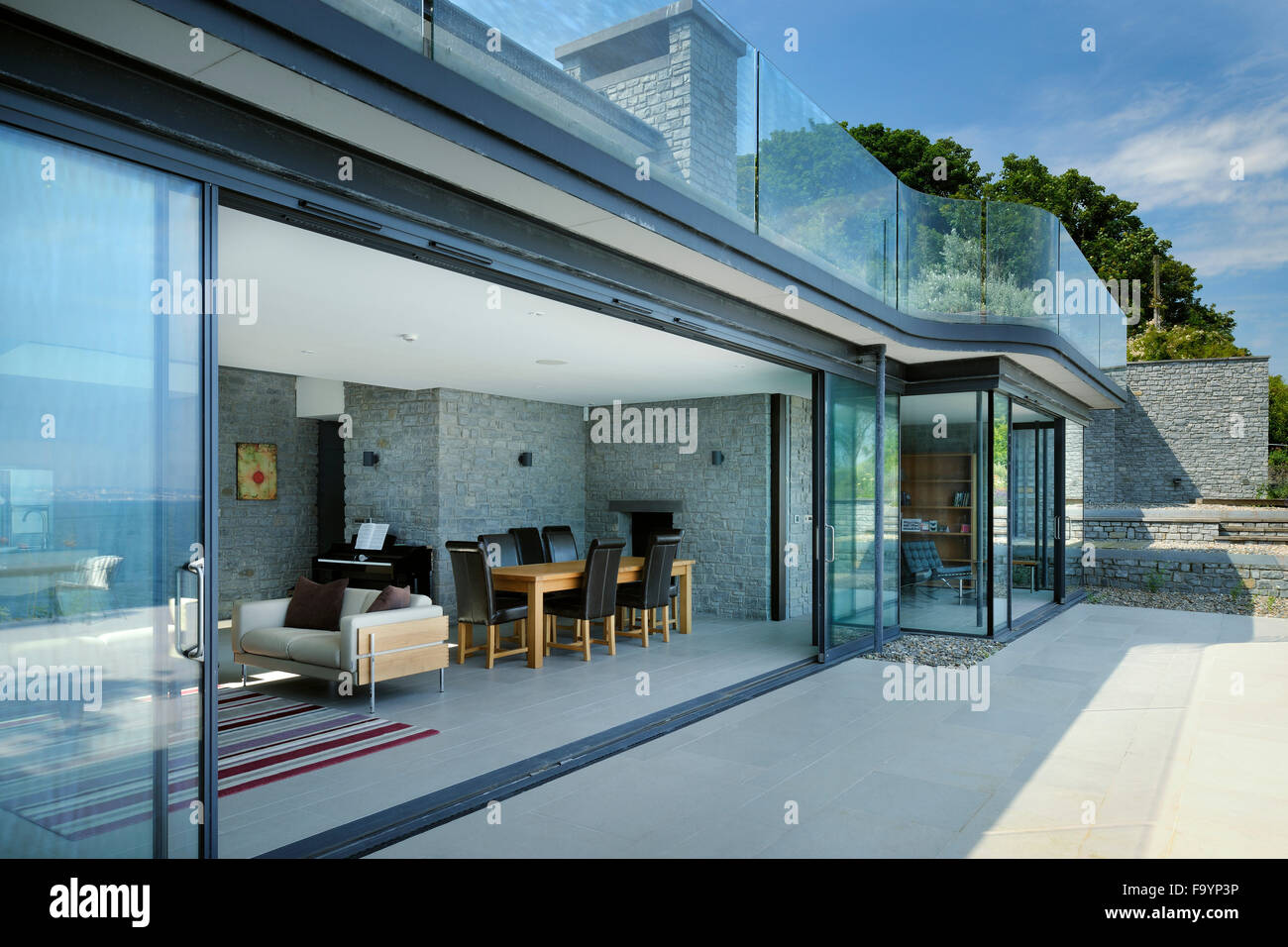 Exterior Of A Modern House From The Patio Looking In To The