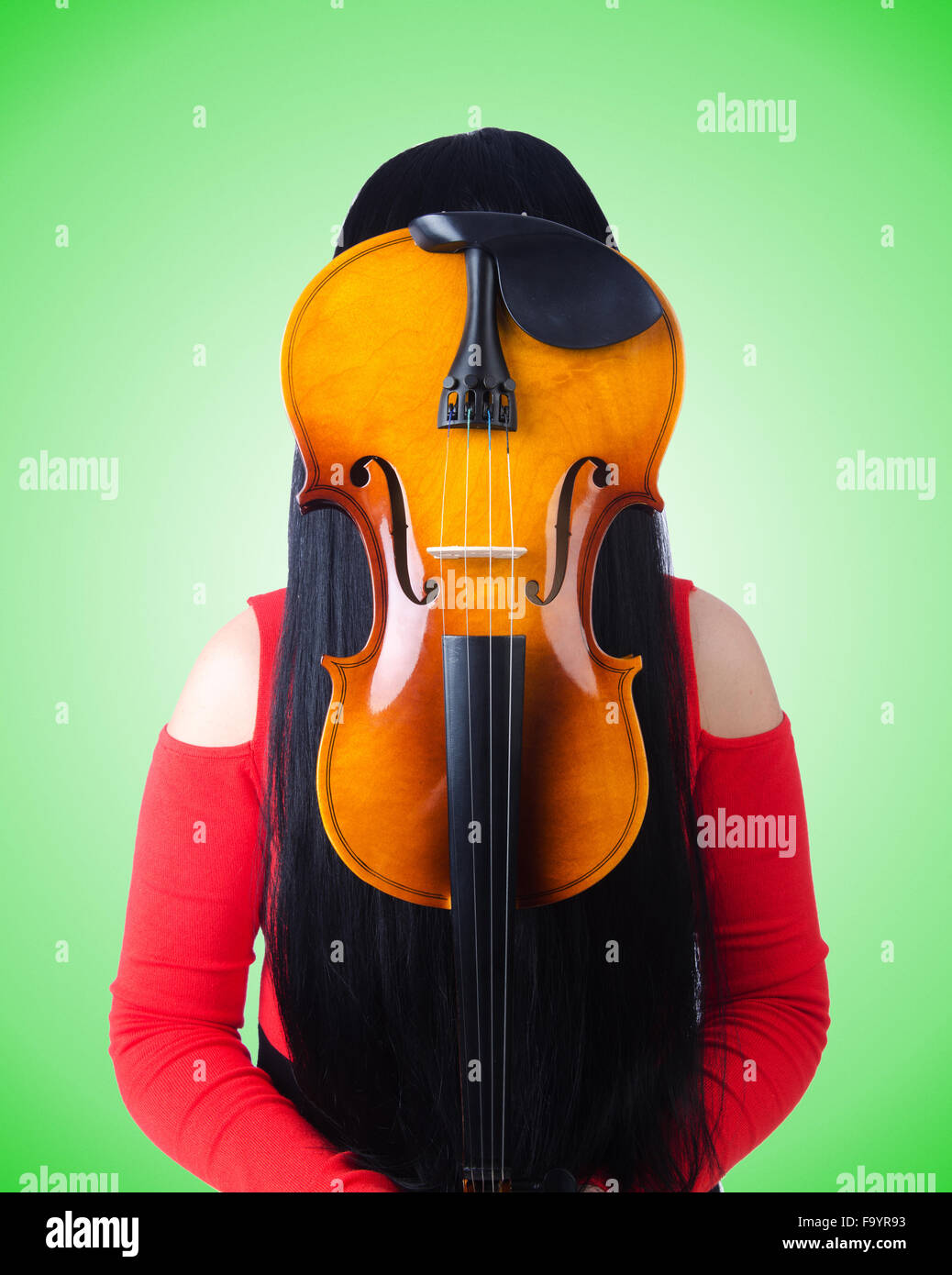 Young girl with violin on white Stock Photo - Alamy