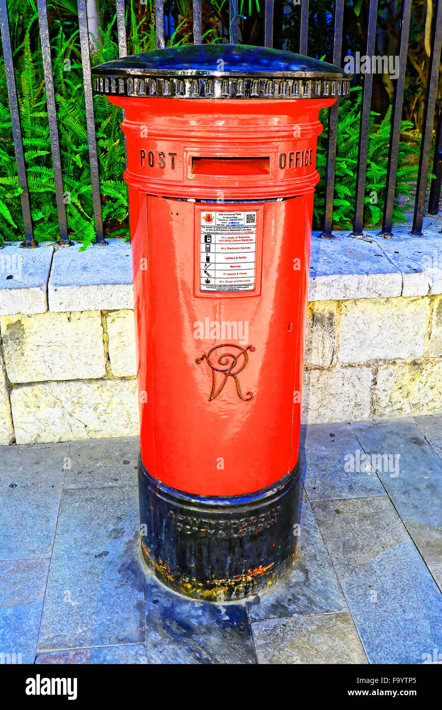 Gibraltar historic Victorian Red Pillar Post Box Stock Photo Alamy