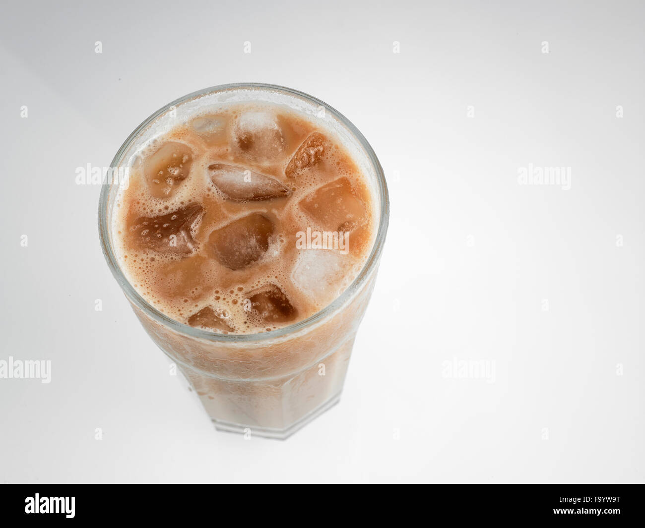 milk tea with ice cube or teh tarik with ice Stock Photo