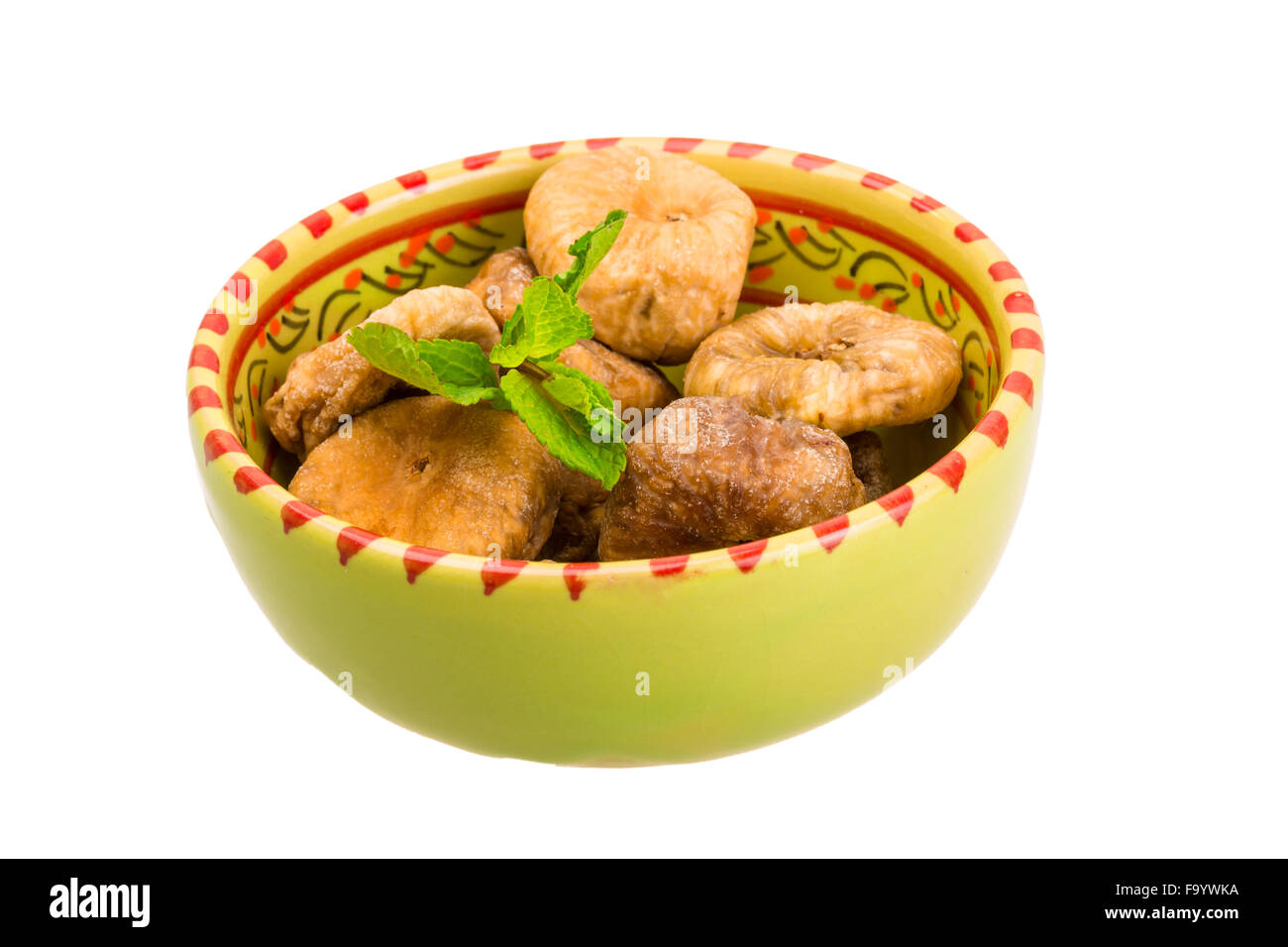 Dried Fig with mint isolated Stock Photo Alamy