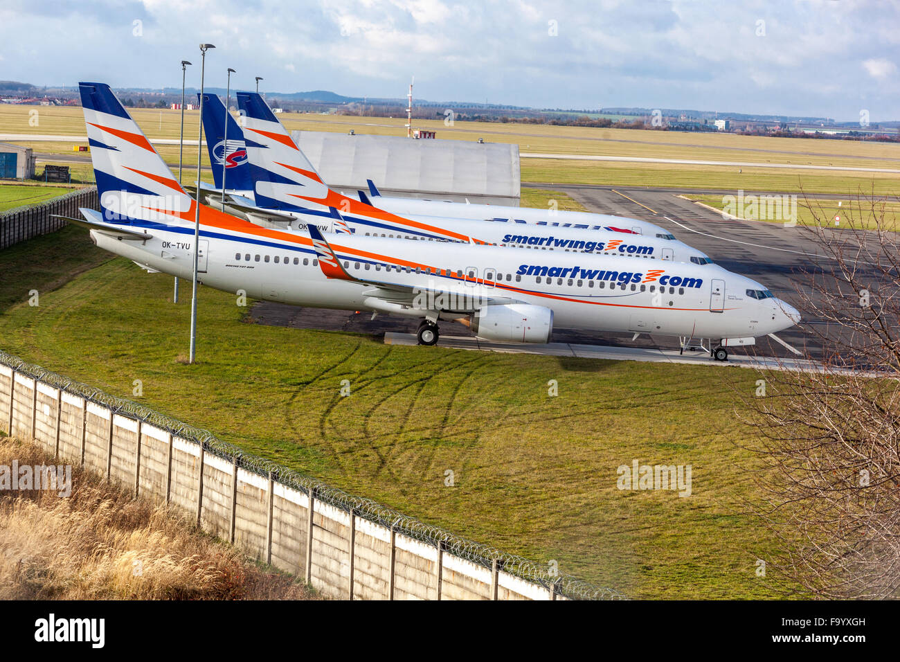 Weaned planes, aircraft company Smartwings, Boeing 737, Prague Ruzyně Airport, Czech Republic Stock Photo