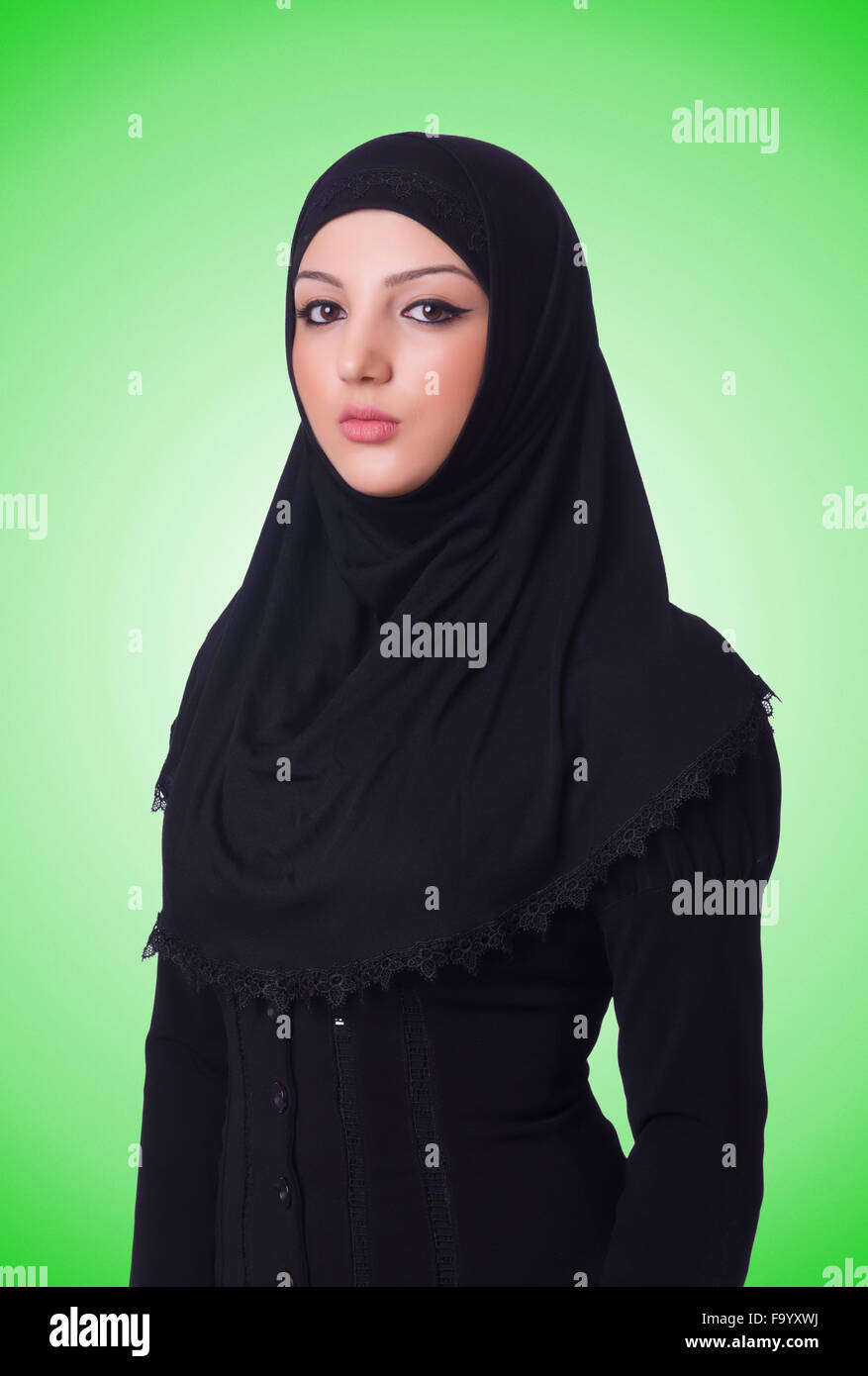 Muslim young woman wearing hijab on white Stock Photo - Alamy