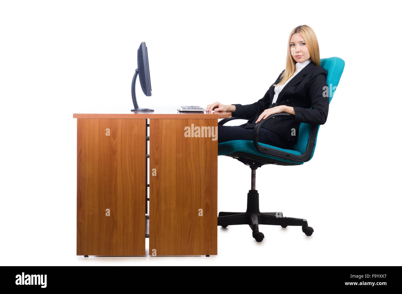 Woman businesswoman working isolated on white Stock Photo - Alamy