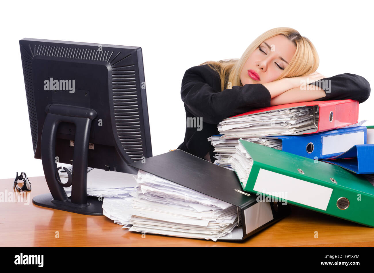 Woman businesswoman working isolated on white Stock Photo - Alamy