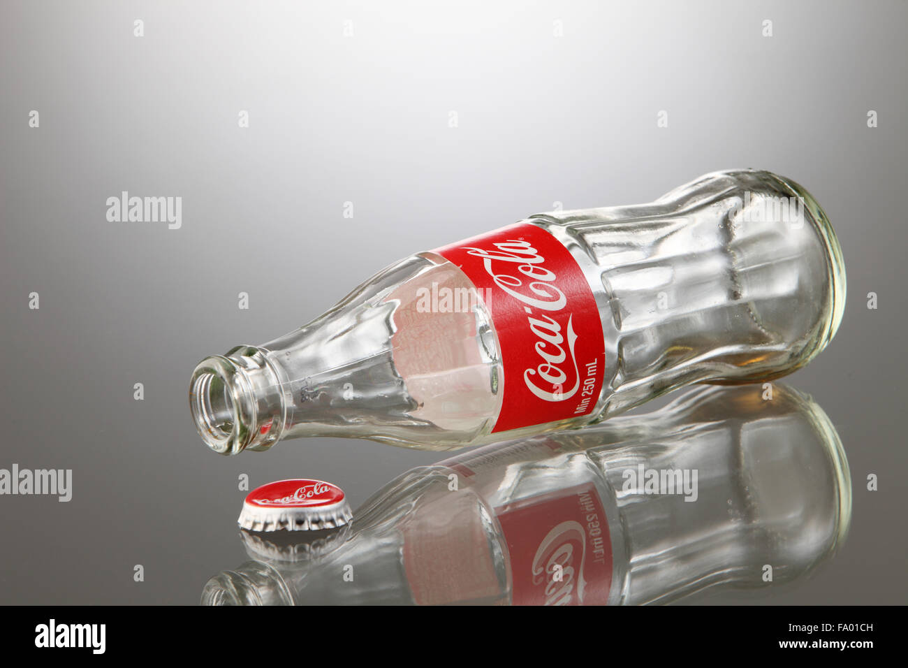 KUALA LUMPUR, MALAYSIA -May 7TH, 2015. Empty Coca Cola bottle.American ...