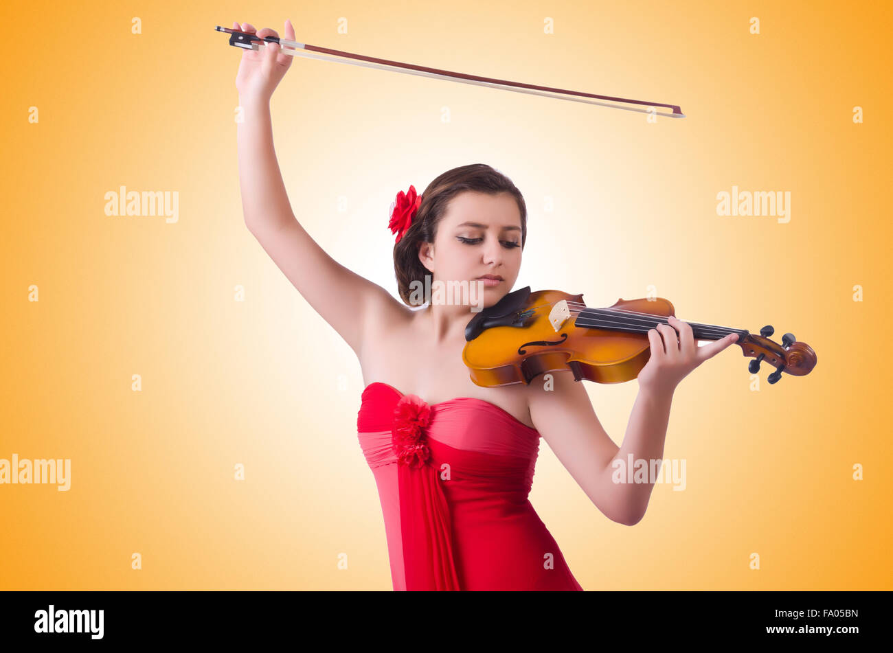 Young girl with violin on white Stock Photo - Alamy