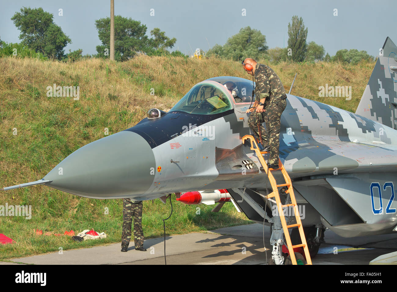 Vasilkov, Ukraine August 3, 2012 Ukrainian Air Force MiG29 being
