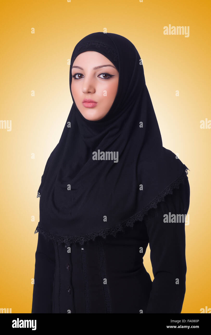 Muslim young woman wearing hijab on white Stock Photo - Alamy