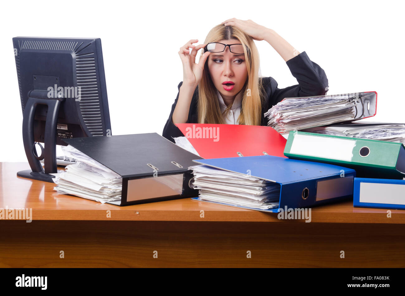 Woman businesswoman working isolated on white Stock Photo - Alamy
