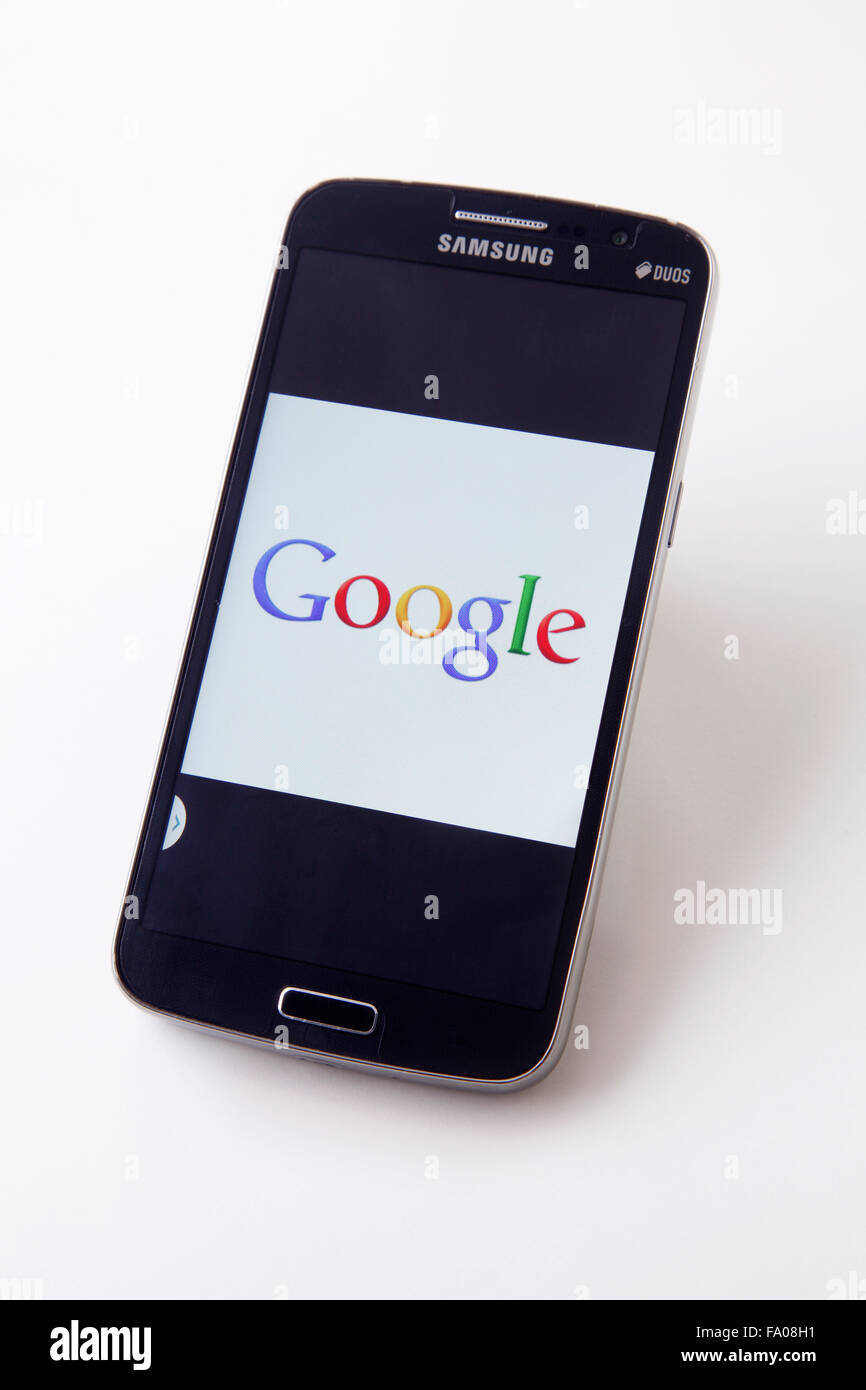 Kuala Lumpur,Malaysia,14th May,2015.Smart phone with Google logo on a screen Stock Photo