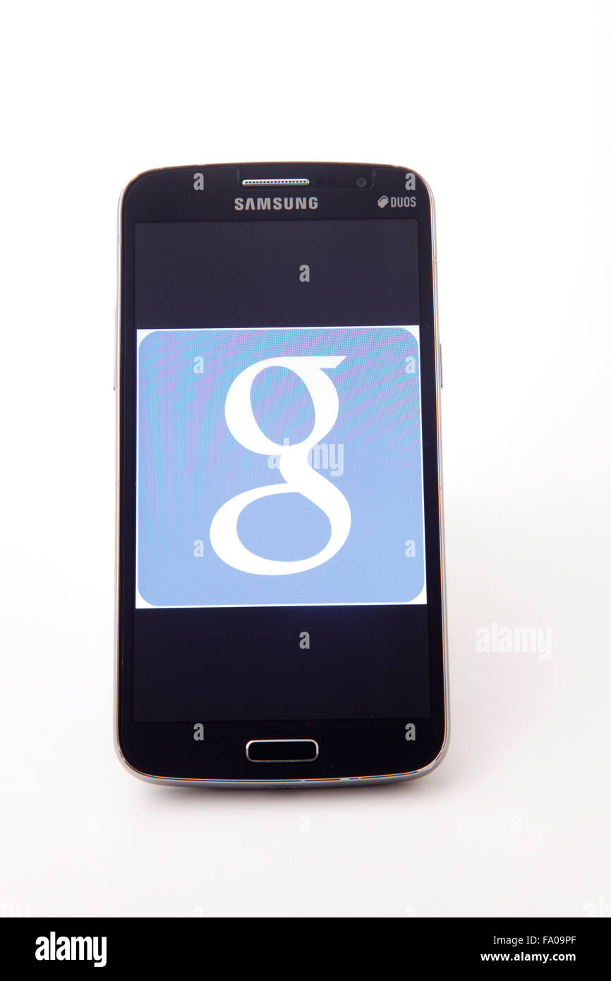 KUALA LUMPUR, MALAYSIA - April 2nd 2015.Smart phone with Google logo on a screen Stock Photo