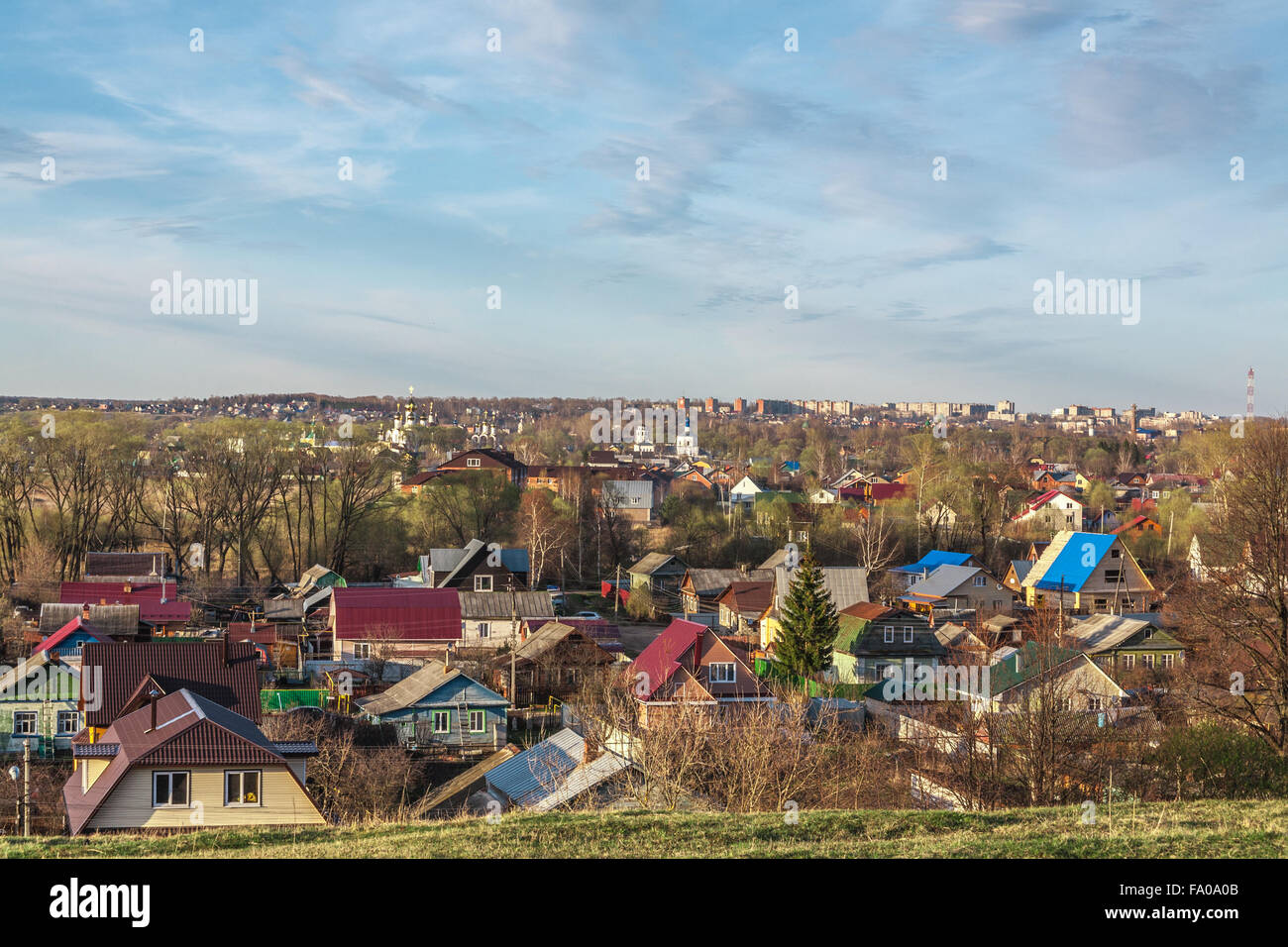 Pereslavl-Zalessky, Russia - April 30, 2015: The city is founded in 1152 by the prince Yury Dolgorukiy. View of the modern city Stock Photo