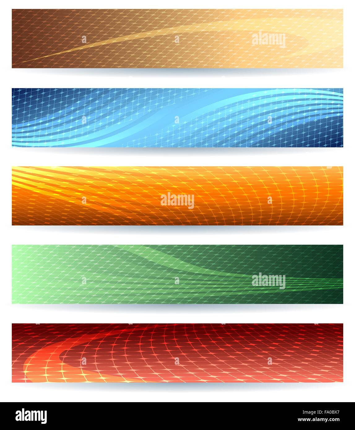 Abstract wavy header or banner set. Isolated on white. Stock Vector