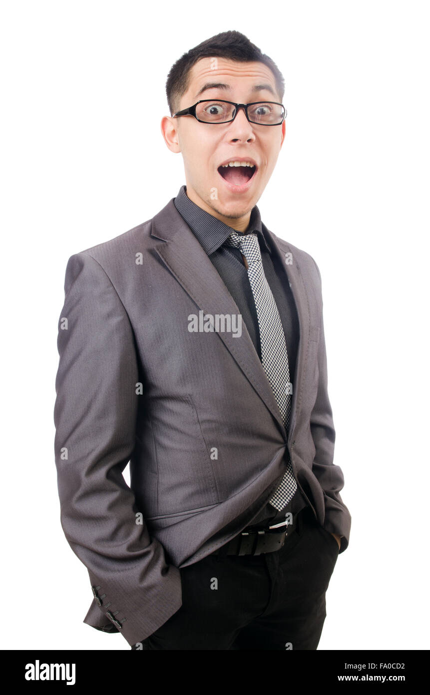 Young man in gray suit isolated on white Stock Photo - Alamy