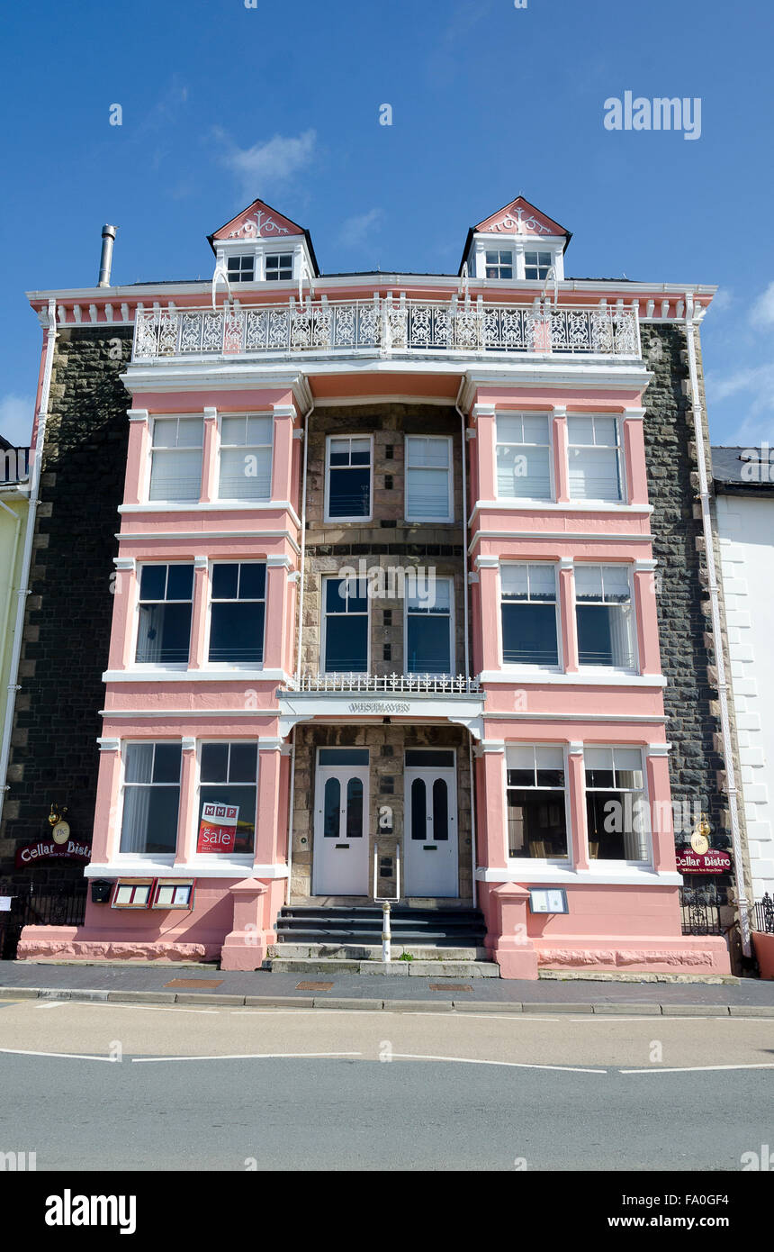 Beach front houses, Aberdyfi, or Aberdovey, River Dyfi, Gwynedd, Wales